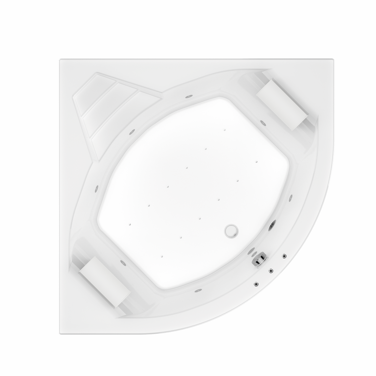 Baignoire balnéo d'angle L.140x l.140 cm, KINEDO Relax plus - 3