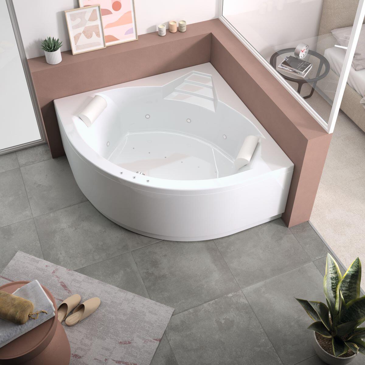 Baignoire balnéo d'angle L.140x l.140 cm, KINEDO Relax plus - 2