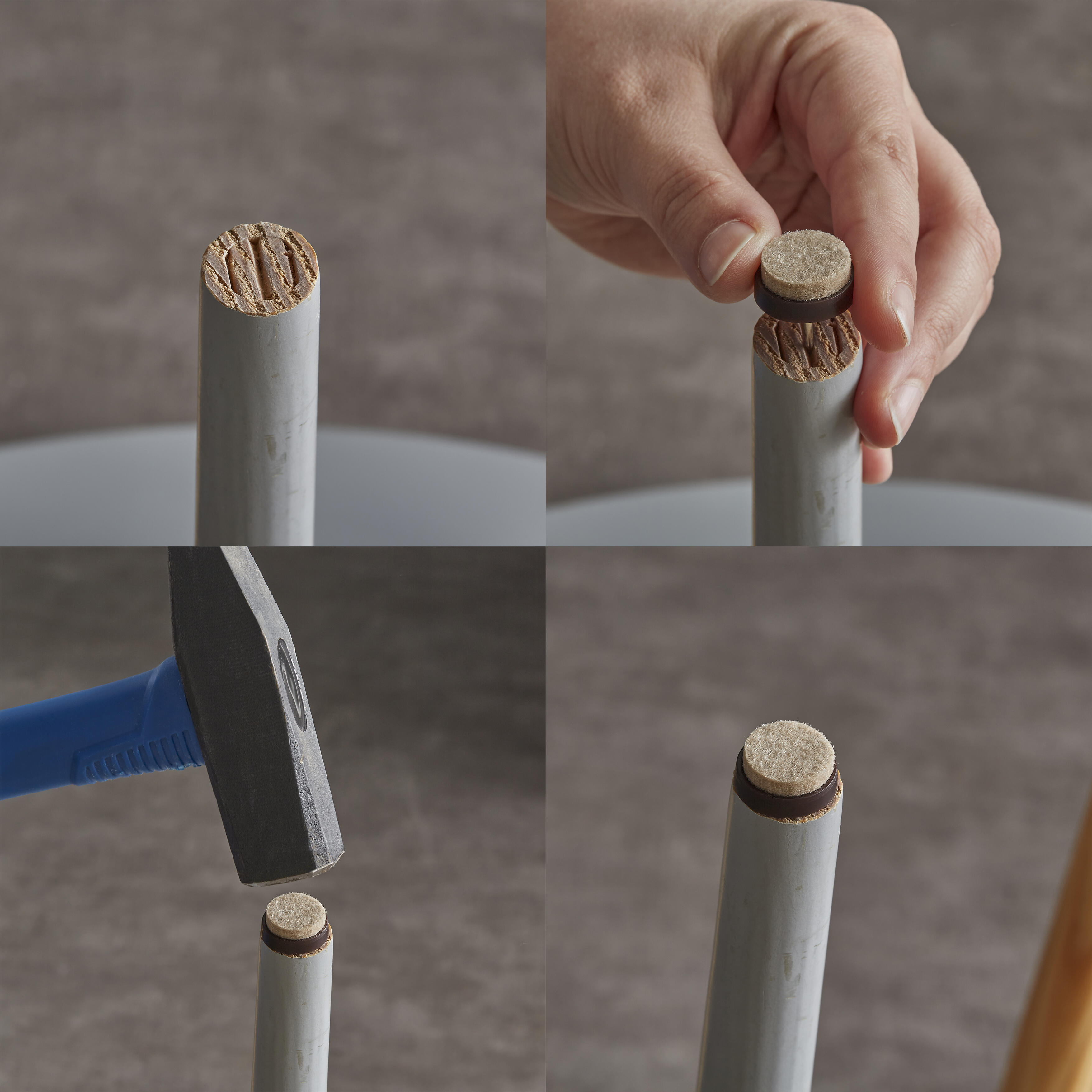 Podkładki pod meble wbijane kwadratowe 24x24 mm beżowe 4 sztuki STANDERS - 8