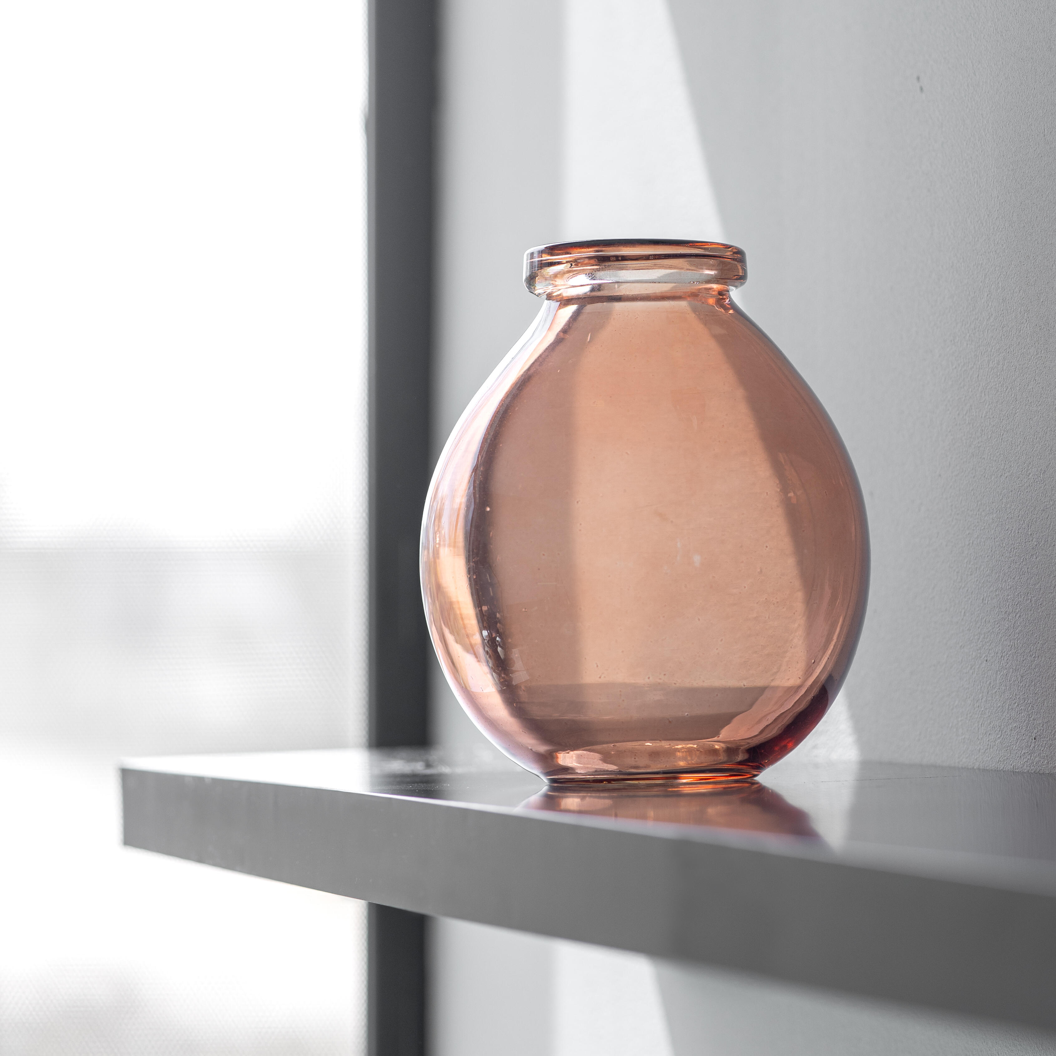 Jarrón Dama Juana redondo de cristal rosa 15x19 cm - 6