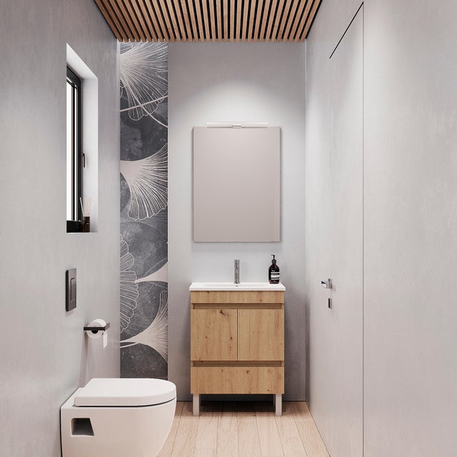 Conjunto de móvel com lavatório 1 gaveta 2 portas 60x36x81 cm branco Banhoazis Slim
