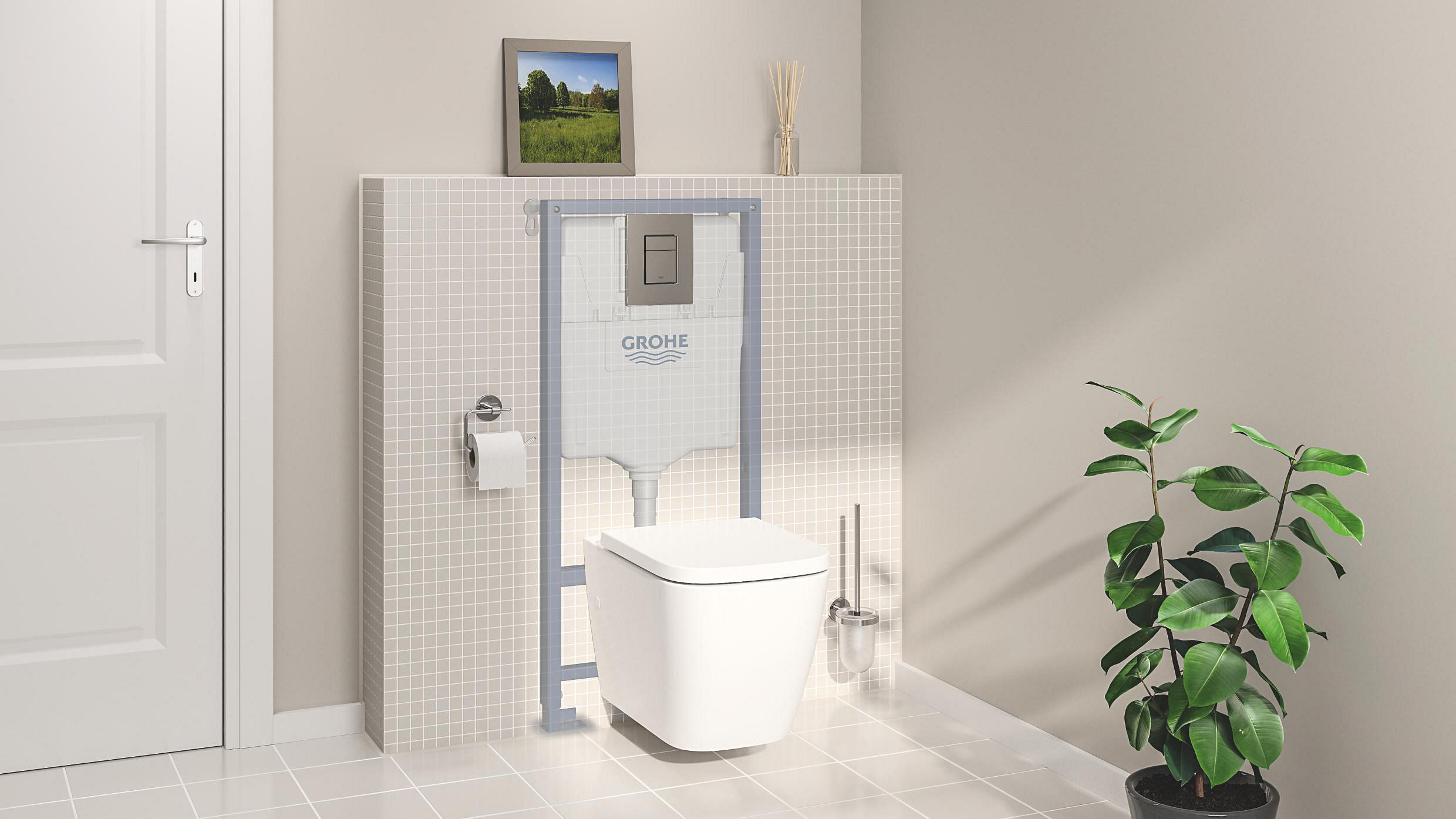 Pack sanita suspensa branco com placa cromado Grohe Clova Square - 11
