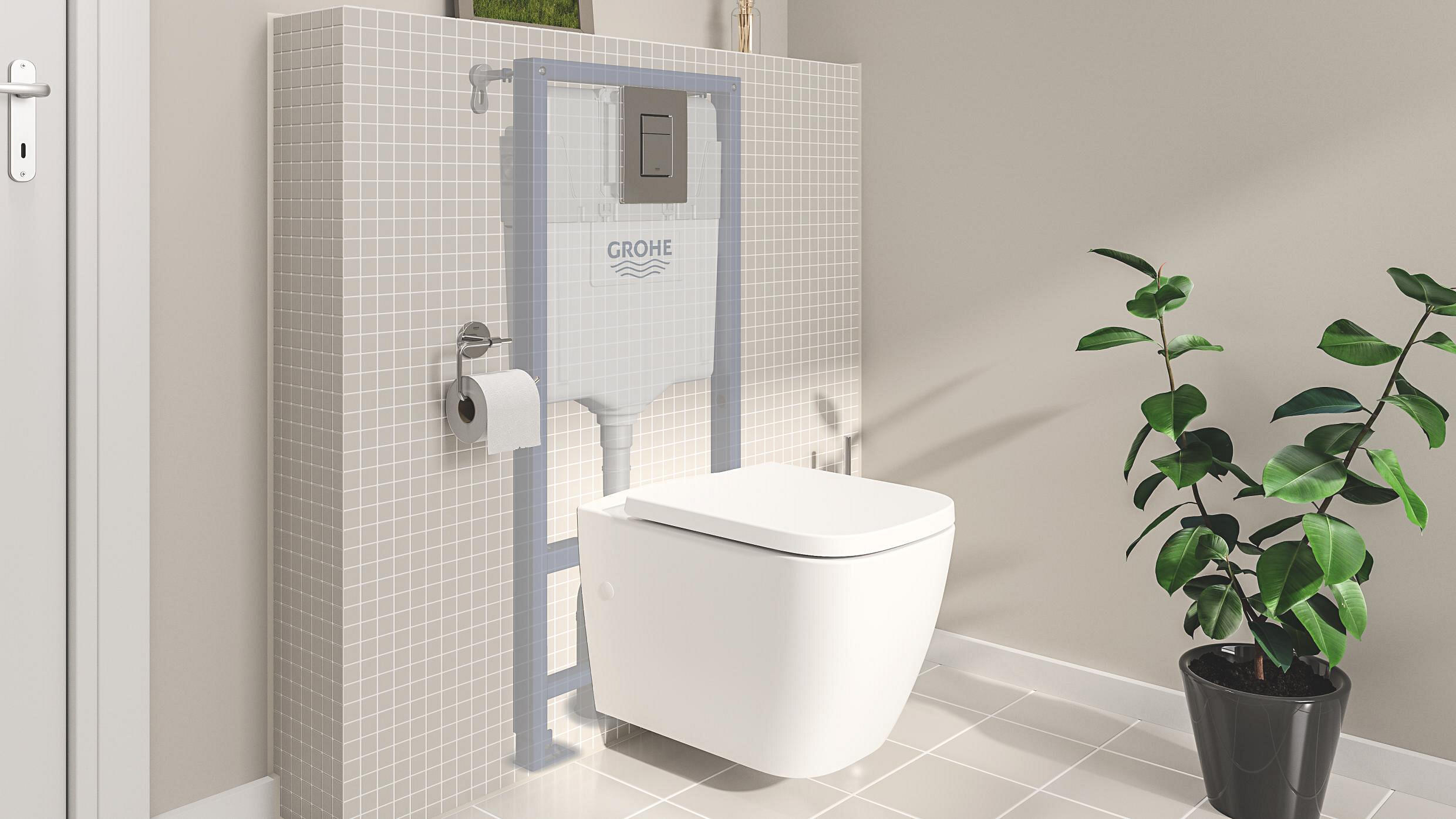 Pack sanita suspensa branco com placa cromado Grohe Clova Square - 10