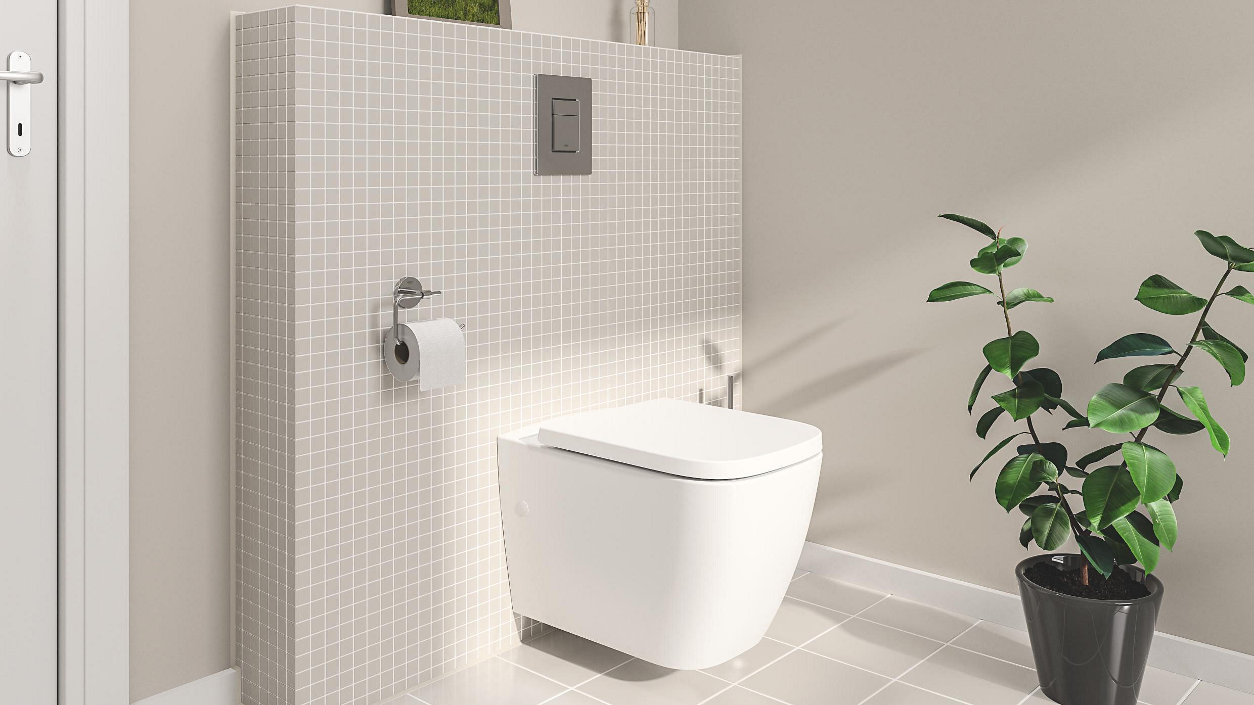 Pack sanita suspensa branco com placa cromado Grohe Clova Square - 8