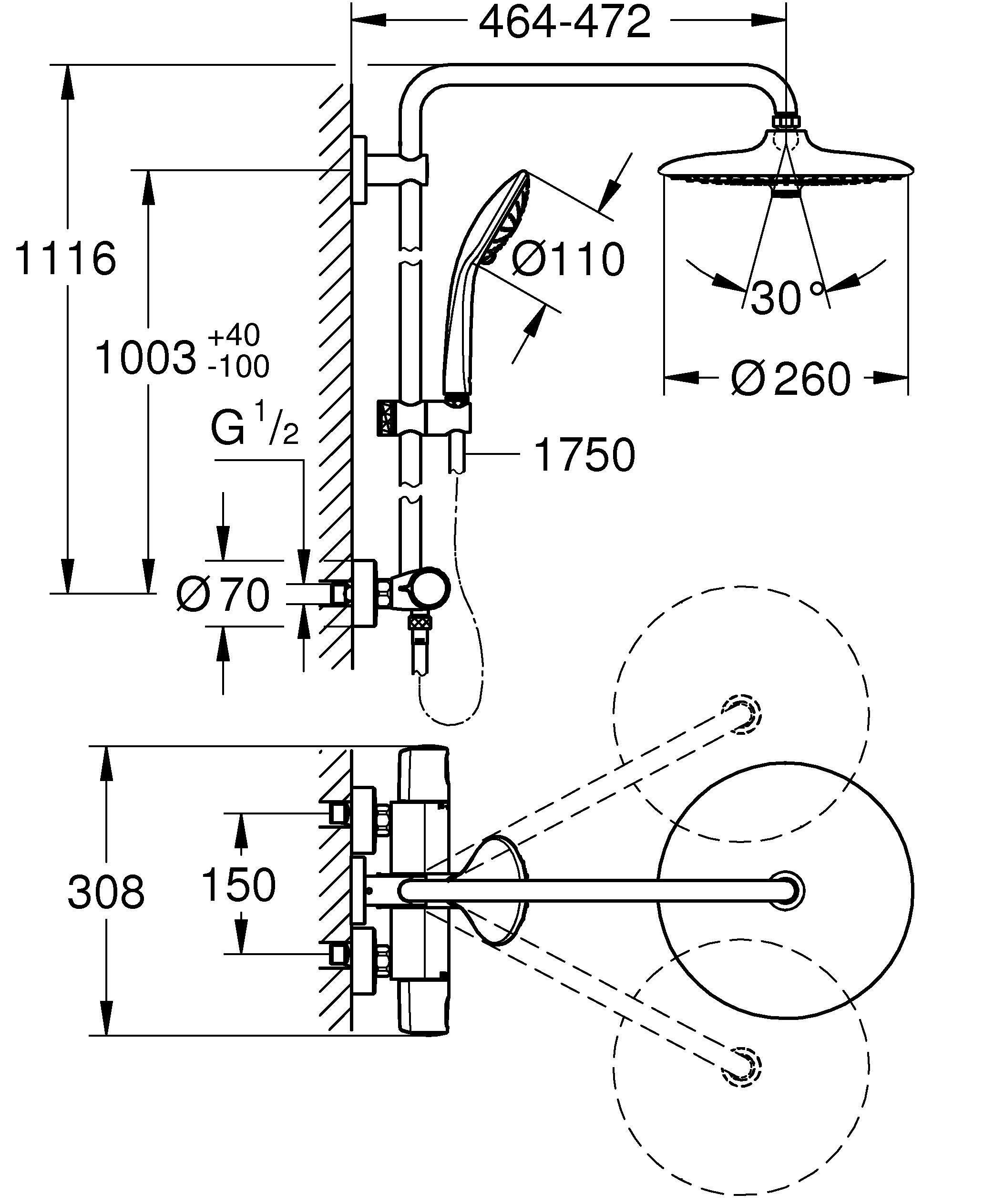 Conjunto de ducha termostática GROHE Clova 260 cromado - 7
