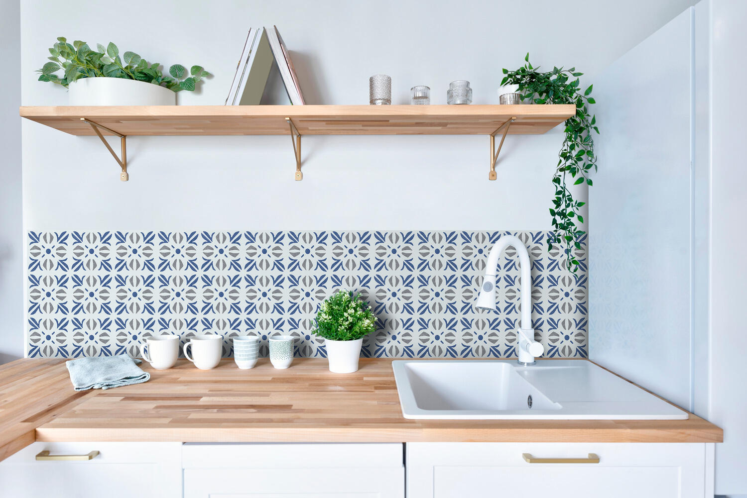 Lot de 6 adhésifs décoratifs, Wall tiles, cubia bleu, 15.25 cm x 15.25 cm - 3