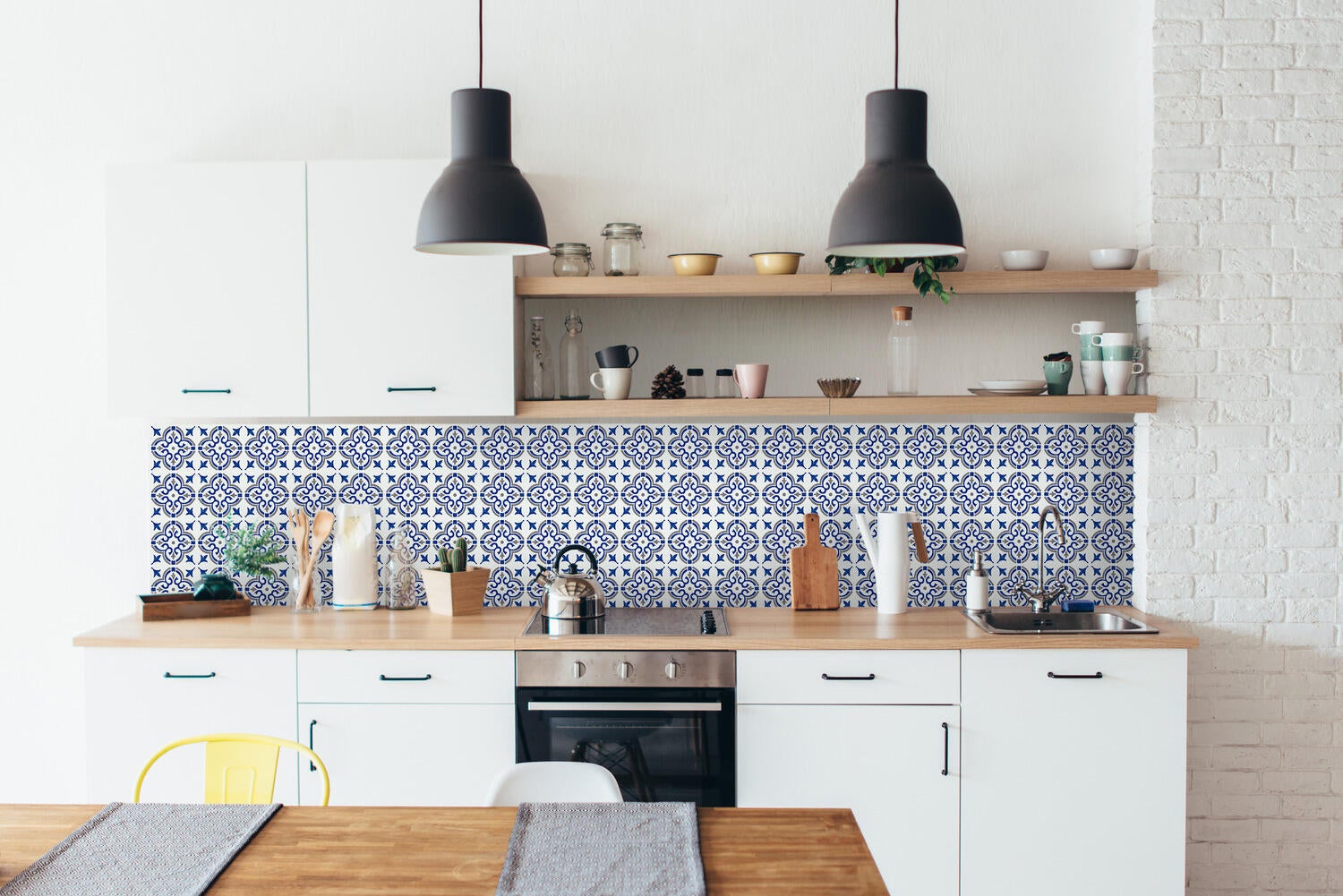 Lot de 6 adhésifs décoratifs, Wall tiles Jamila, bleu, 15.25 cm x 15.25 cm - 2