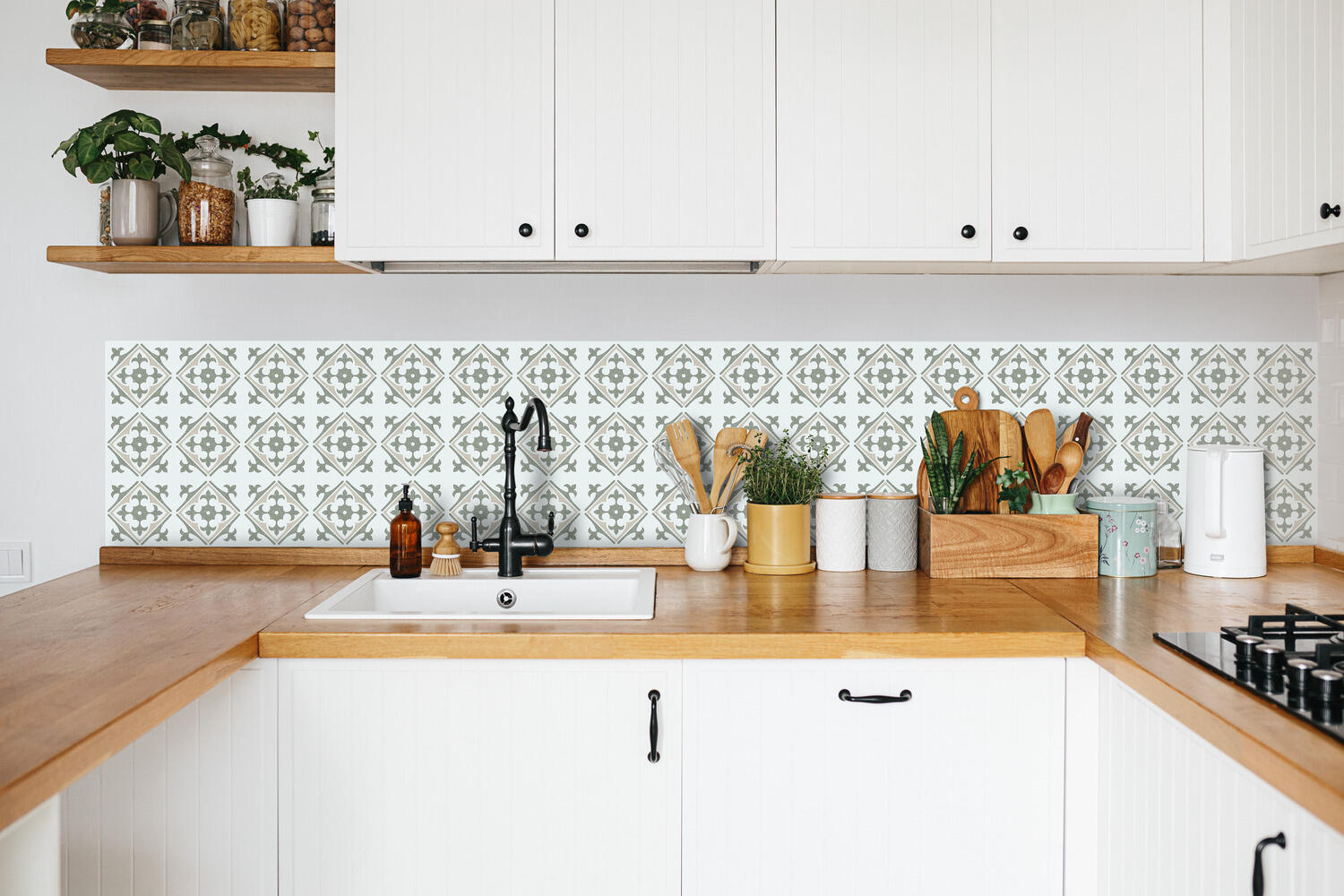 Lot de 6 adhésifs décoratifs, Wall tiles Nadia, sauge, 15.25 cm x 15.25 cm - 3