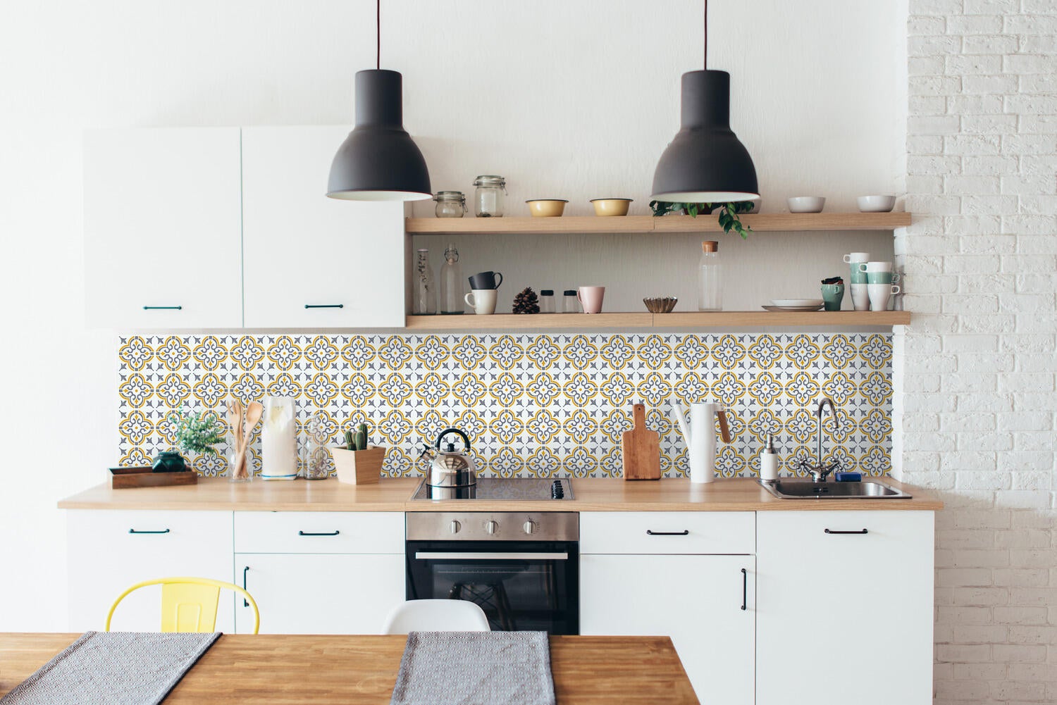 Lot de 6 adhésifs décoratifs, Wall tiles Jamila, jaune, 15.25 cm x 15.25 cm - 2
