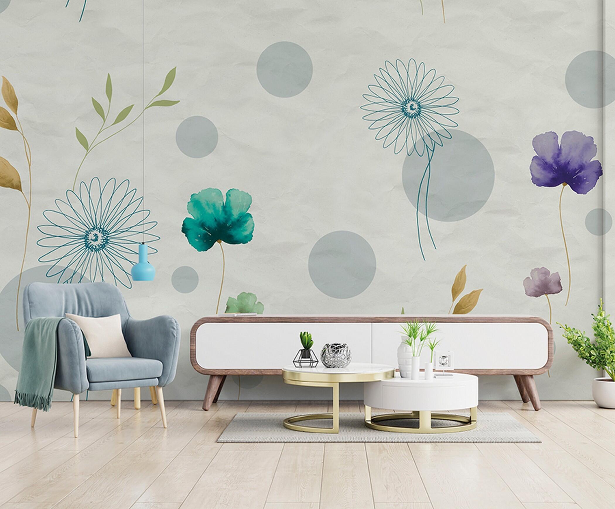 Mural no tejido naturaleza jardín enormes flores gris de 510 x 300 cm zambaiti