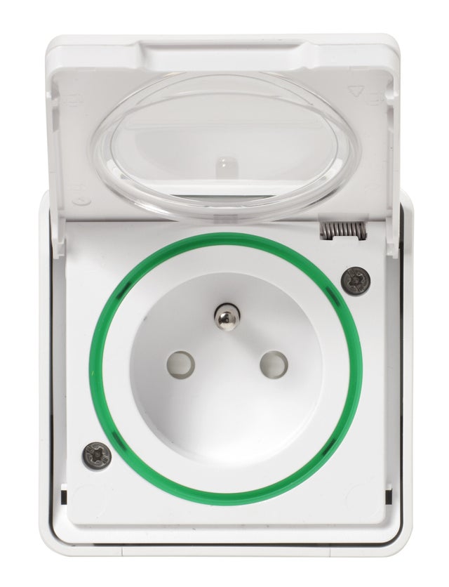 Prise étanche saillie complet Mureva Styl SCHNEIDER ELECTRIC blanc