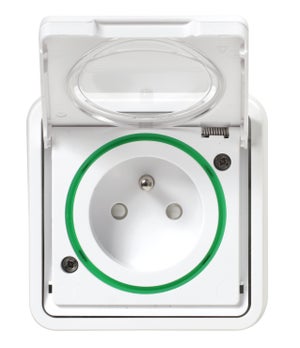 Prise avec terre étanche complet Mureva Styl, SCHNEIDER ELECTRIC, blanc Leroy Merlin Les bons plans des petits projets avant l'été