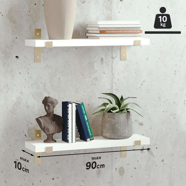 Lot de 2 équerres Plata acier peint doré, H.10 x P.10 cm - 3