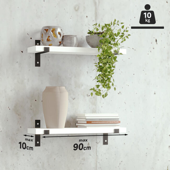 Equerre de fixation murale acier peint noir, H.10 x P.10 cm - 3