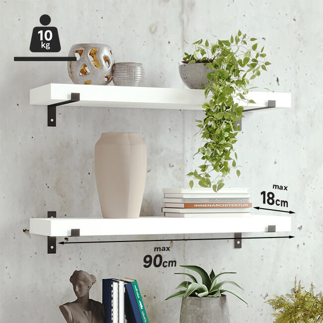 2 escuadras planas para baldas Spaceo Flat color negro 10 x 18 cm, carga máxima 10 kg. - 4