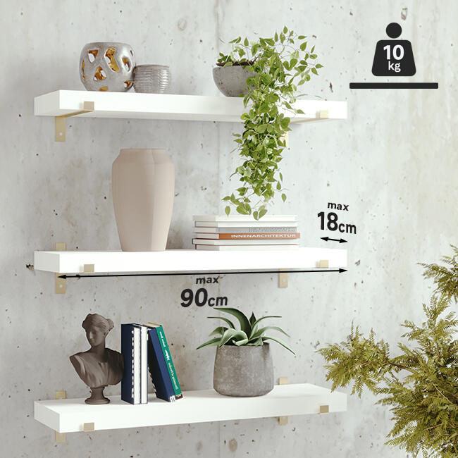 Lot de 2 équerres Plata acier laitonné doré, H.10 x P.18 cm - 3