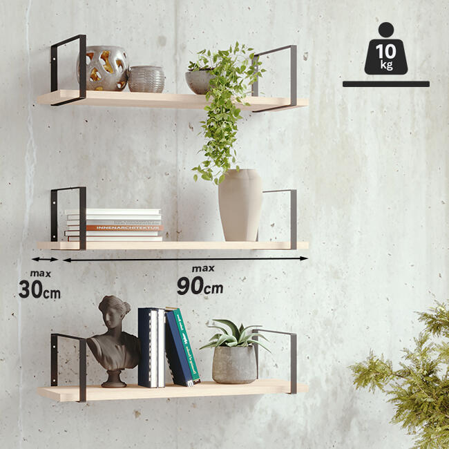 Lot de 2 équerres Plata acier peint noir, H.18 x P.30 cm - 3