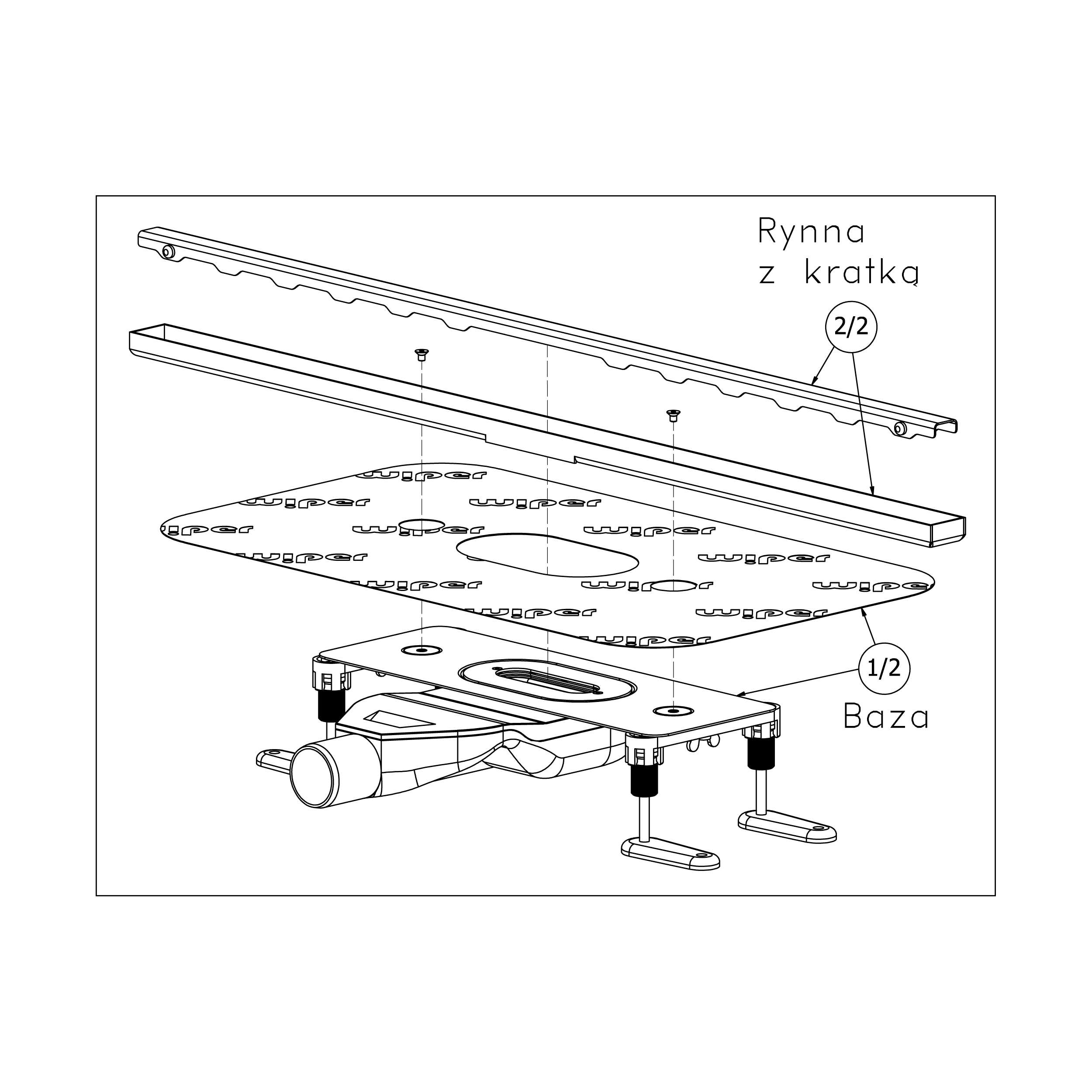 Baza odpływu liniowego prysznicowego 50 mm ELEMENT WIPER - 4