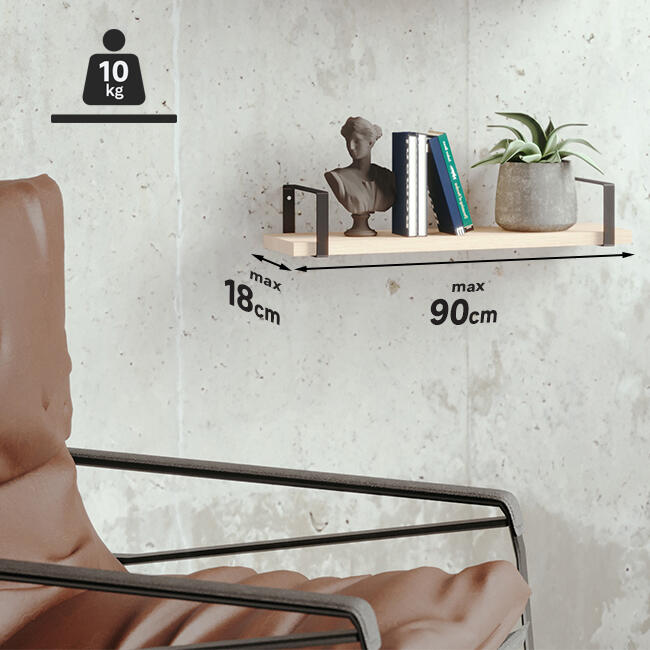 Lot de 2 équerres Plata acier peint noir, H.10 x P.18 cm - 3