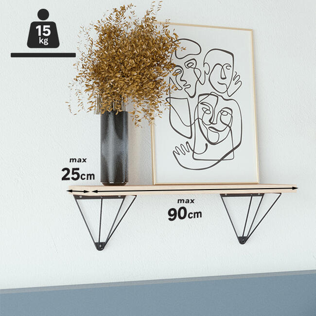 Equerre de fixation murale acier peint noir, H.15 x P.15 cm - 4