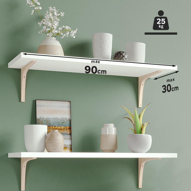 Lot de 2 équerres Elegance bois verni beige, H.15 x P.25 cm - 6