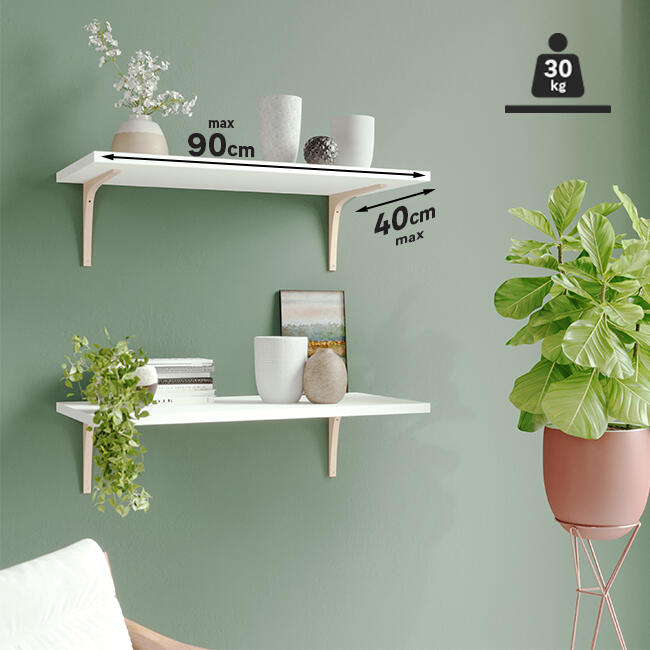 Lot de 2 équerres Elegance bois verni beige, H.20 x P.30 cm - 4