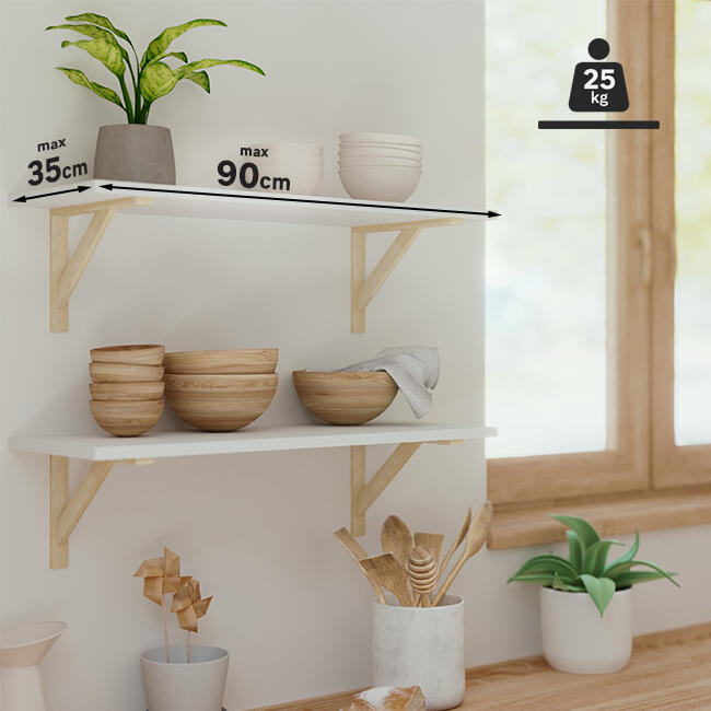 2 escuadras para baldas Spaceo Dextra en madera Alt 20 X Anch 28 cm, carga máxima 25 kg - 4