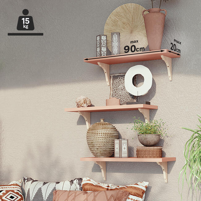 Lot de 2 équerres Charm bois verni beige, H.14.7 x P.14.7 cm - 4