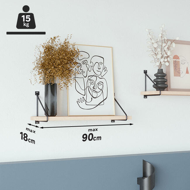 Equerre de fixation murale acier peint noir, H.18 x P.18 cm - 4