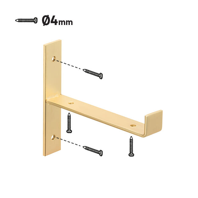 Lot de 2 équerres Plata acier peint doré, H.10 x P.10 cm - 2