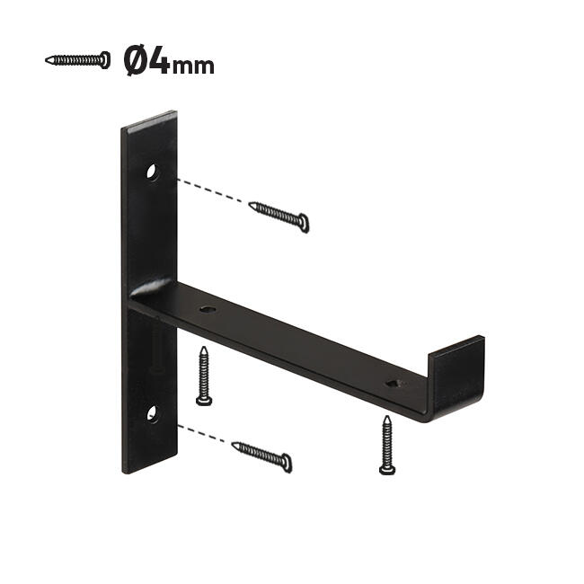 Equerre de fixation murale acier peint noir, H.10 x P.10 cm - 2