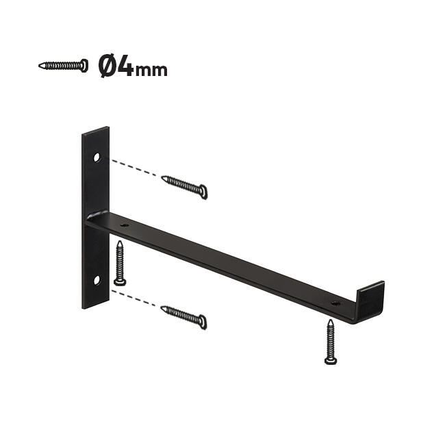 Equerre de fixation murale acier peint noir, H.10 x P.18 cm - 2