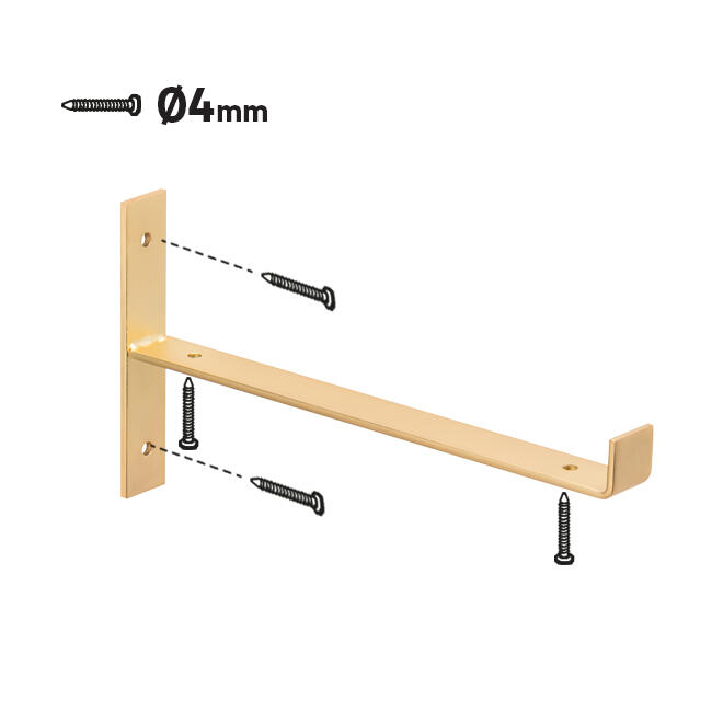 Lot de 2 équerres Plata acier laitonné doré, H.10 x P.18 cm - 2