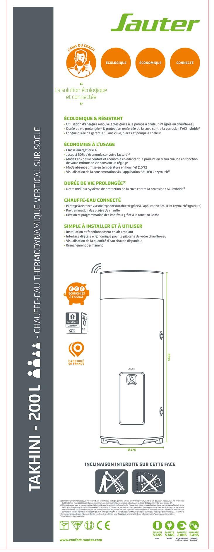 Chauffe-eau thermodynamique SAUTER Takhini 200 l - 8