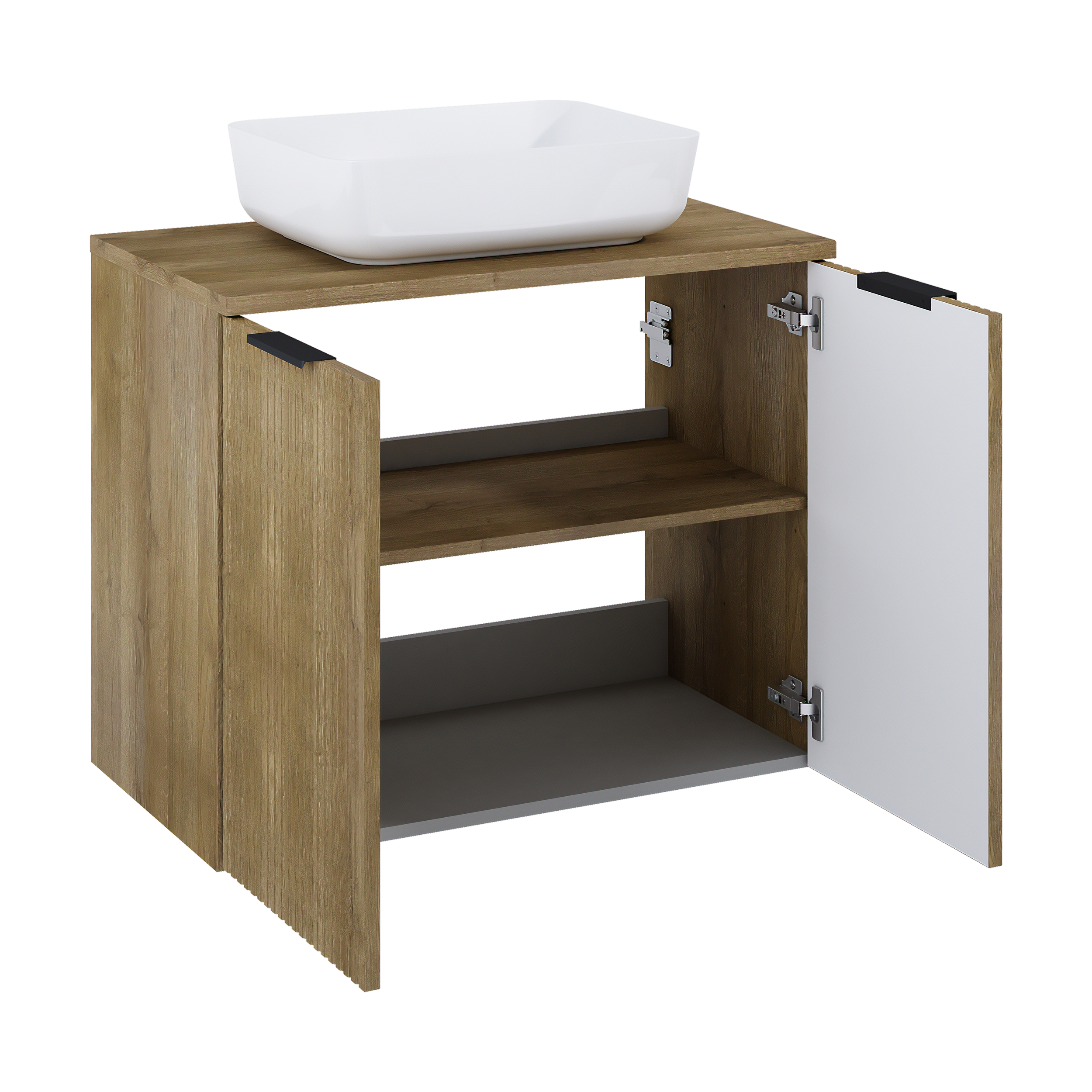 Szafka pod umywalkę Nabel 2-drzwiowa 80x45.2x63.5 cm dąb natural Roca - 4