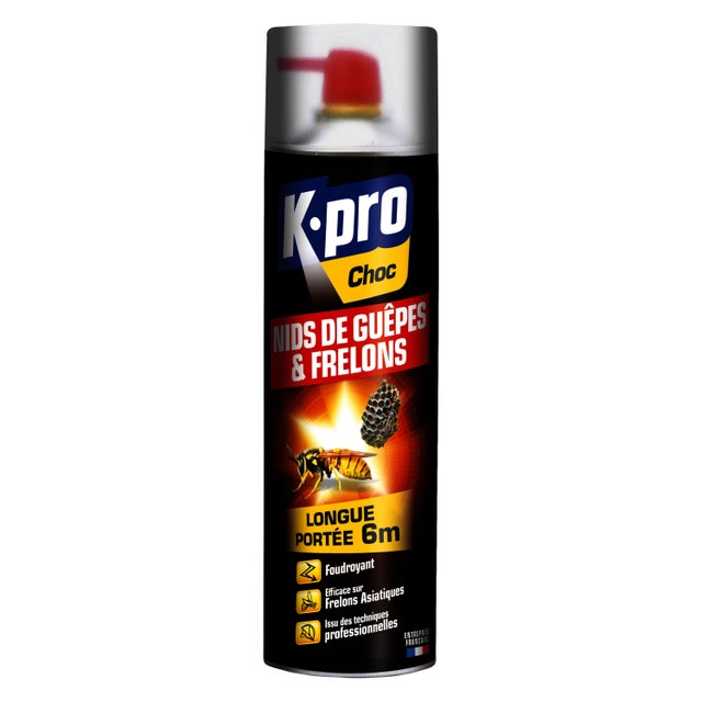 Aérosol insecticide spray guêpes et frelons, Longue portée K.PRO, 500 ml