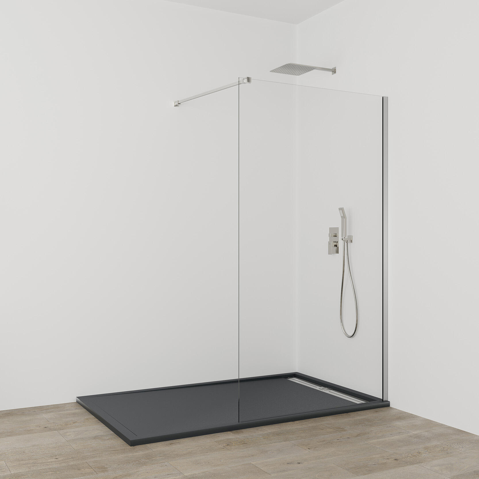 Mampara de ducha fija transparente fix perfil cromo (-78)x195 cm 8mm