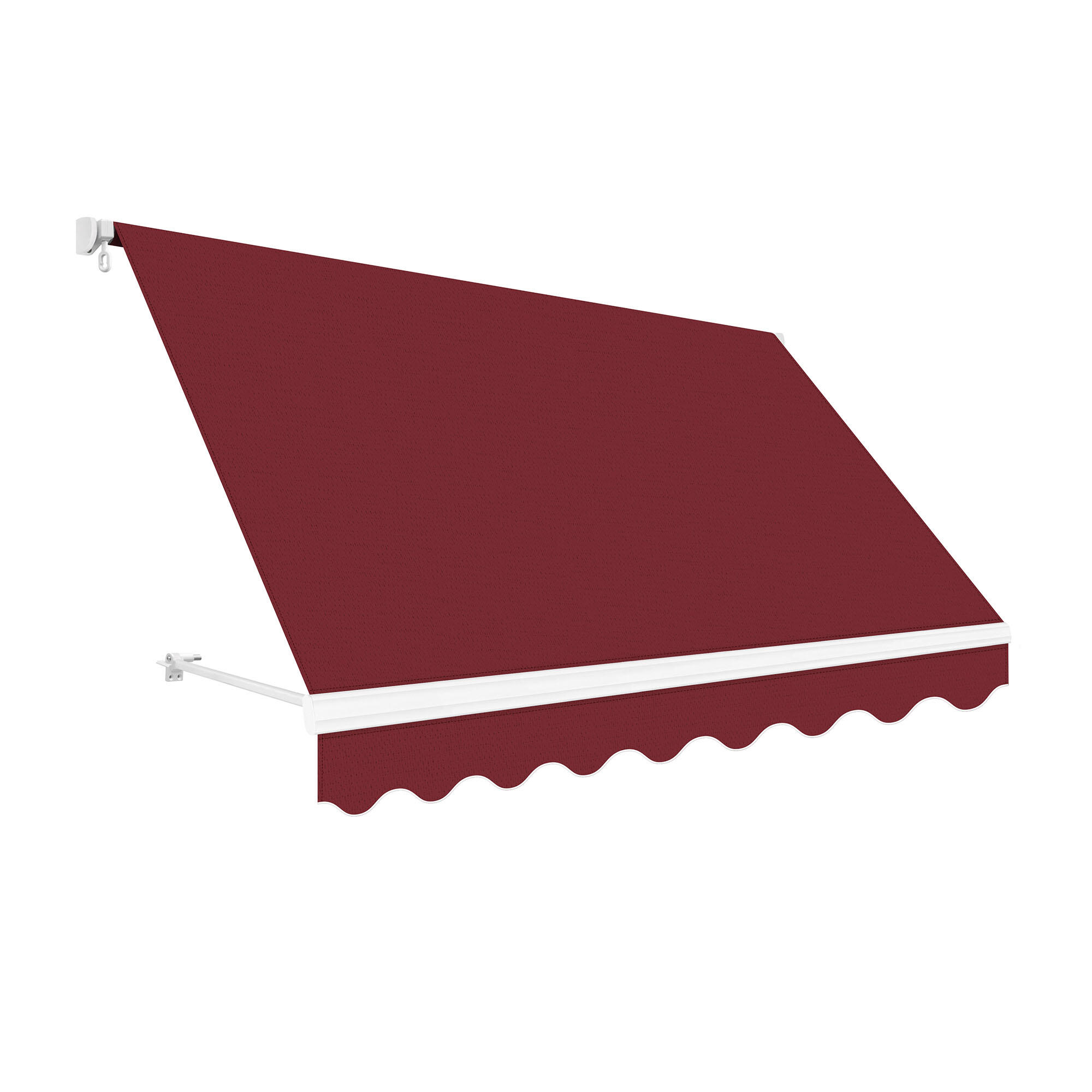 Toldo brazo estor 3x2.5m para balcón kronos manual con manivela tela poliéster granate