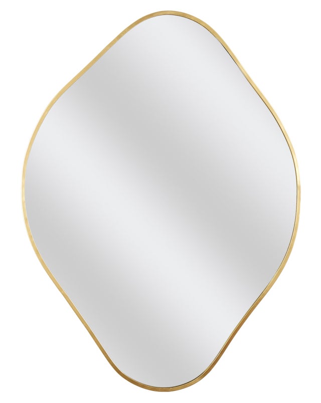 Espejo enmarcado de pared rombo Venir metal dorado brillante de 44 x 60 cm
