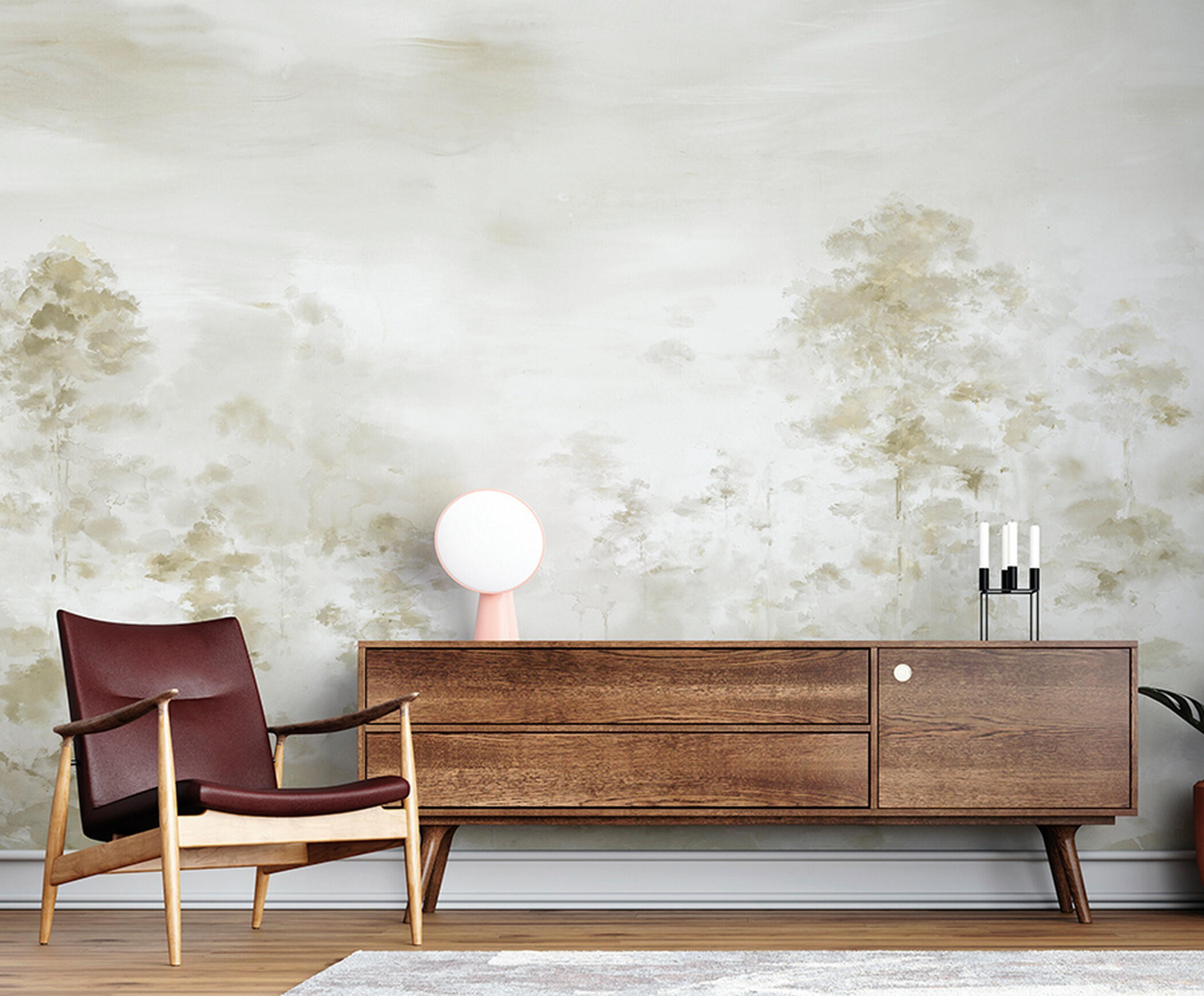 Mural tnt liso lavable abstracto jardin enormes flores blanco 510 x 300 cm zambaiti