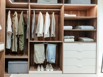 Distribución interior de armarios y medidas para cada tipo de prenda