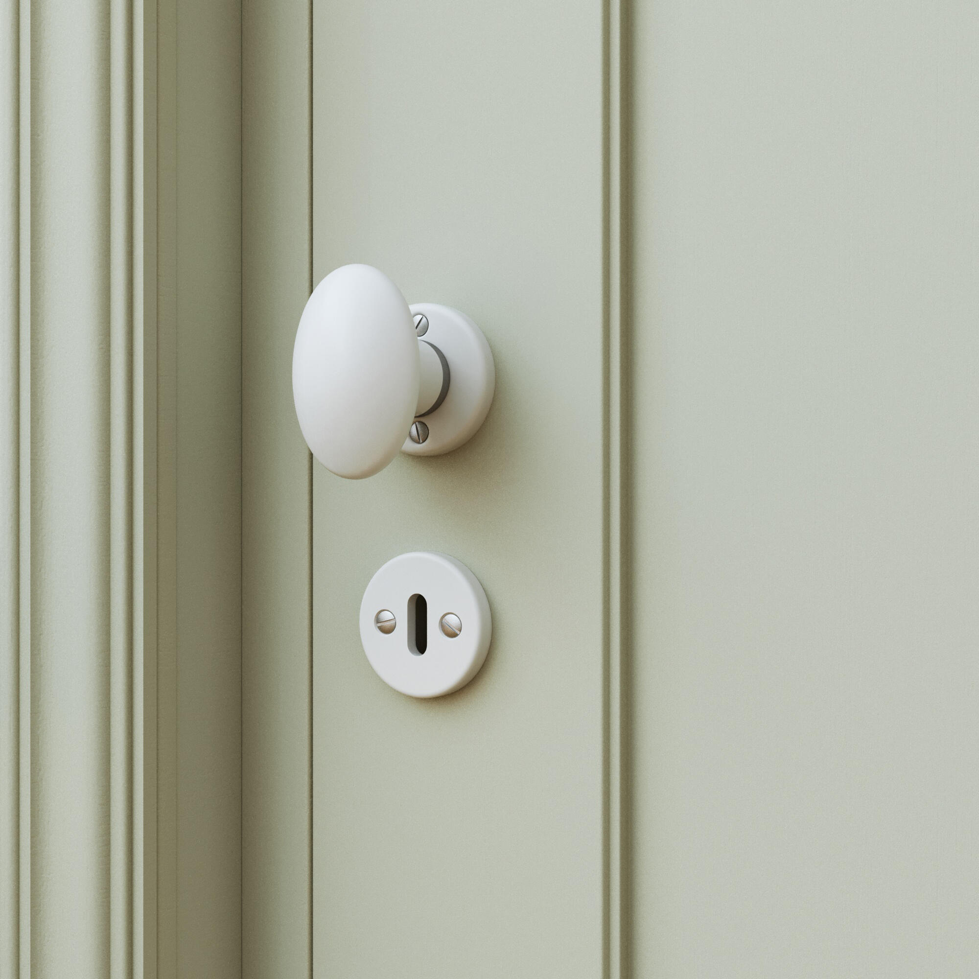 rosace de fonction à trou de clé en métal blanc assortie à la poignée sur rosace en porcelaine Gilda - 3