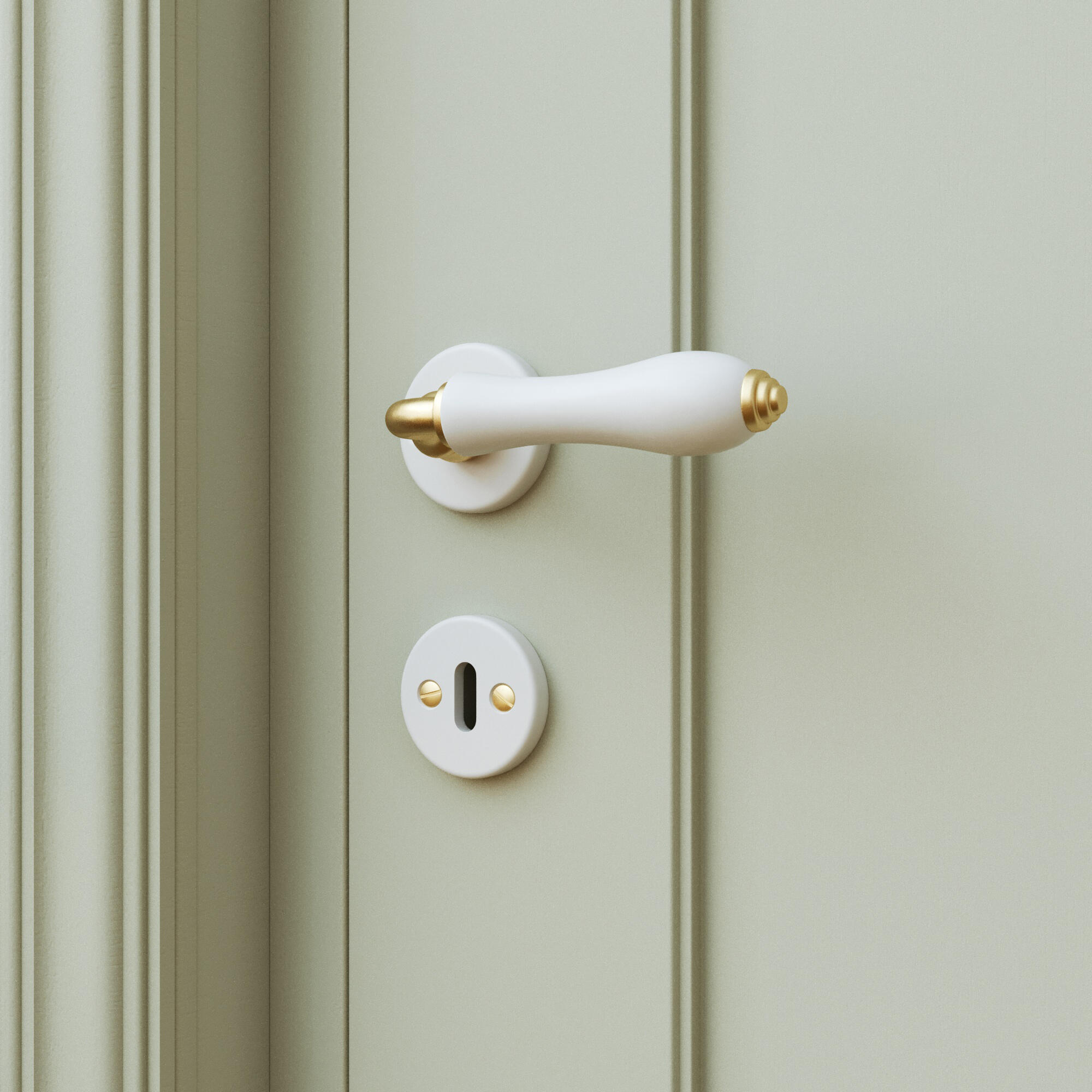 Puxador de porta roseta porcelana branca brilhante e dourado Inspire Maya - 4