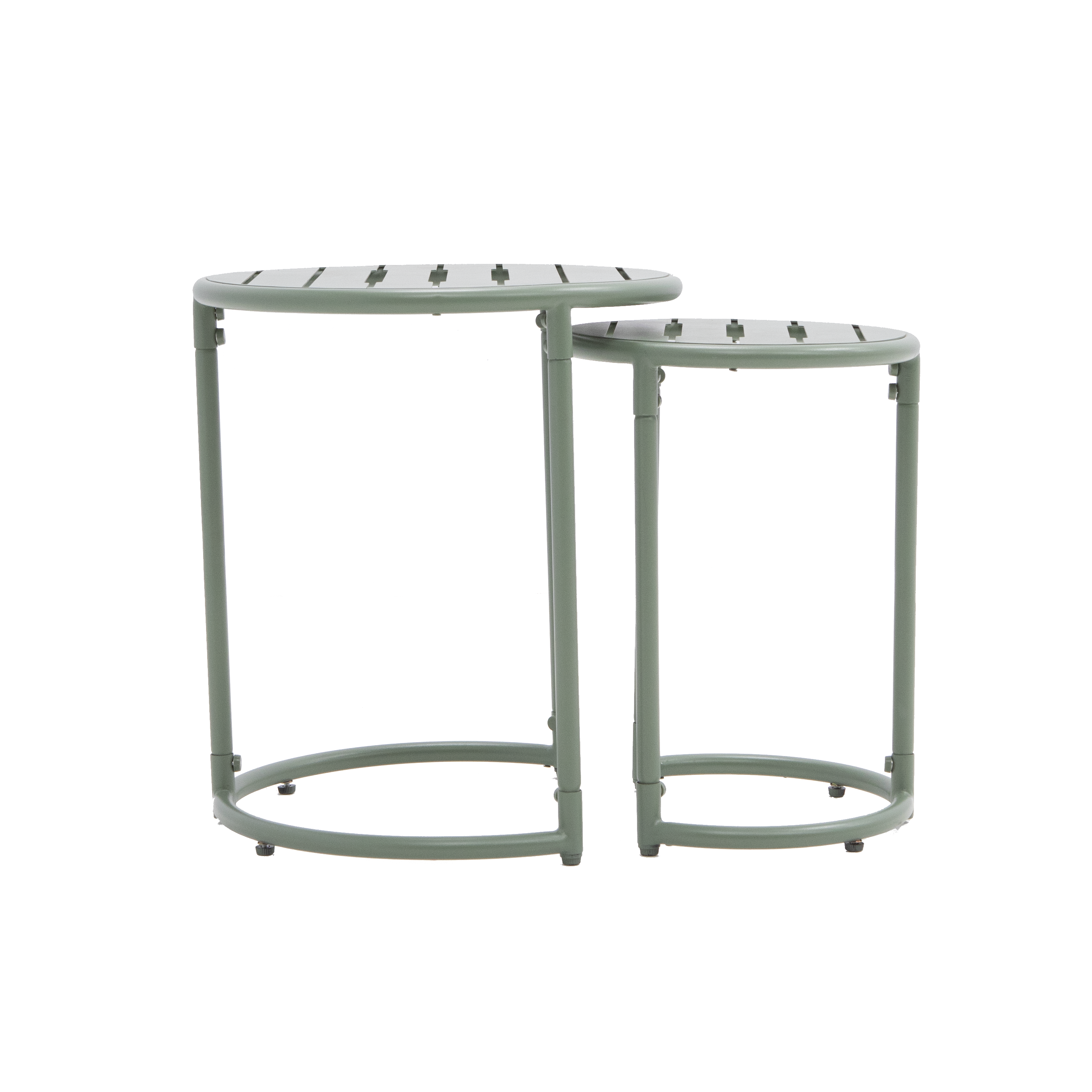 Conjunto de 2 mesas de encaixe redonda verde Cafe - 24