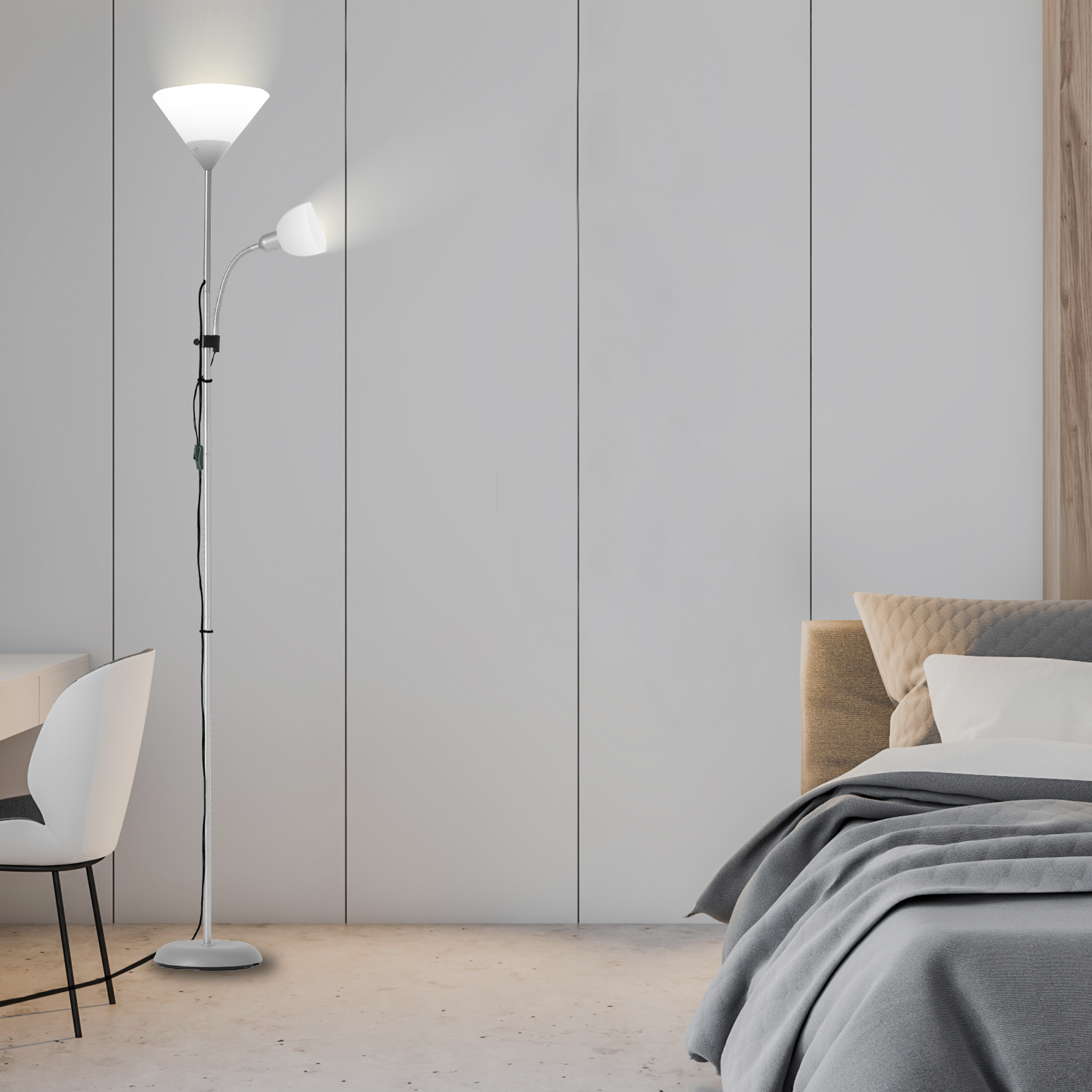 Lampadaire avec liseuse Basic, H.177 cm, 60 + 40WW - 3