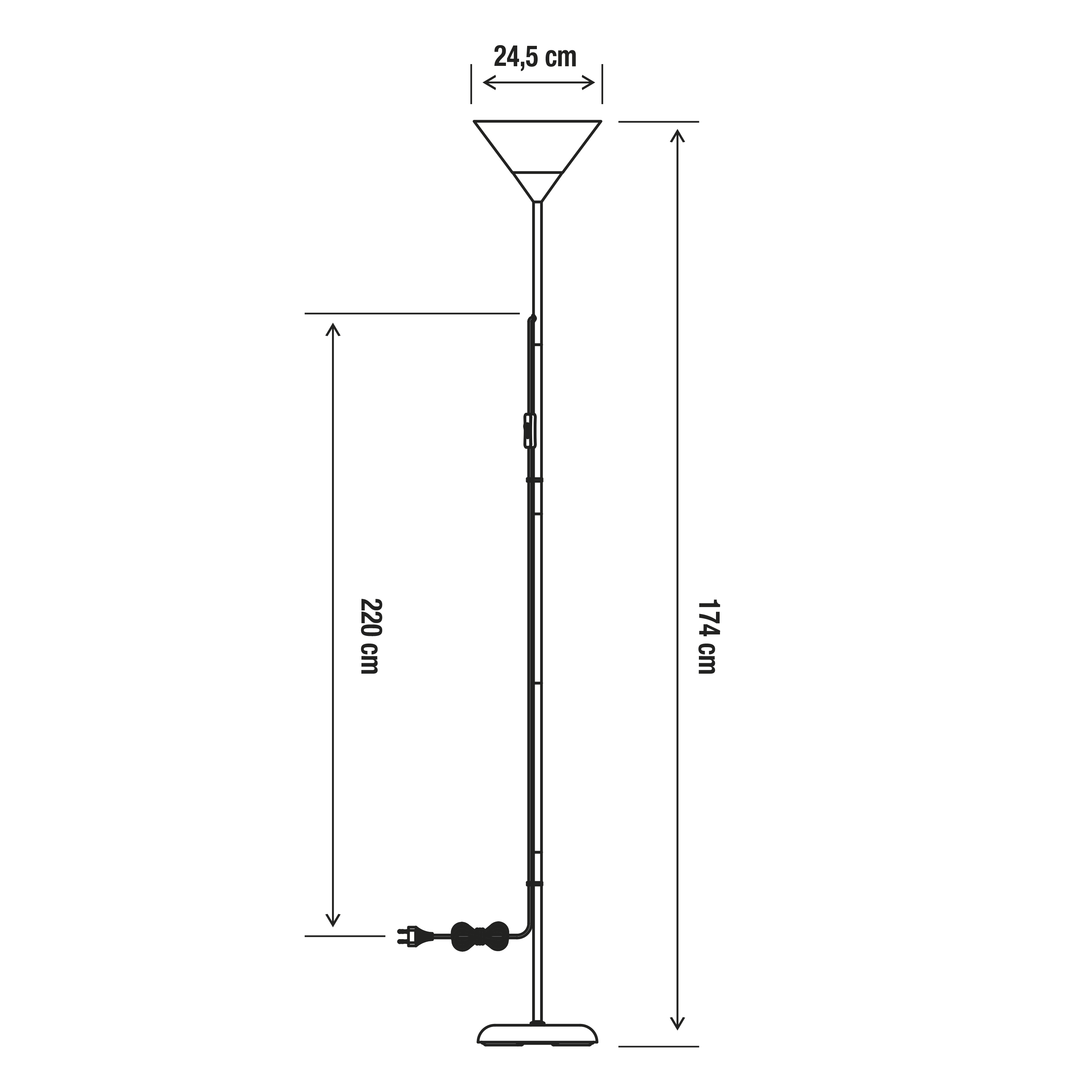 Lampadaire Basic, fer, gris,  H.177 cm, E27 - 8