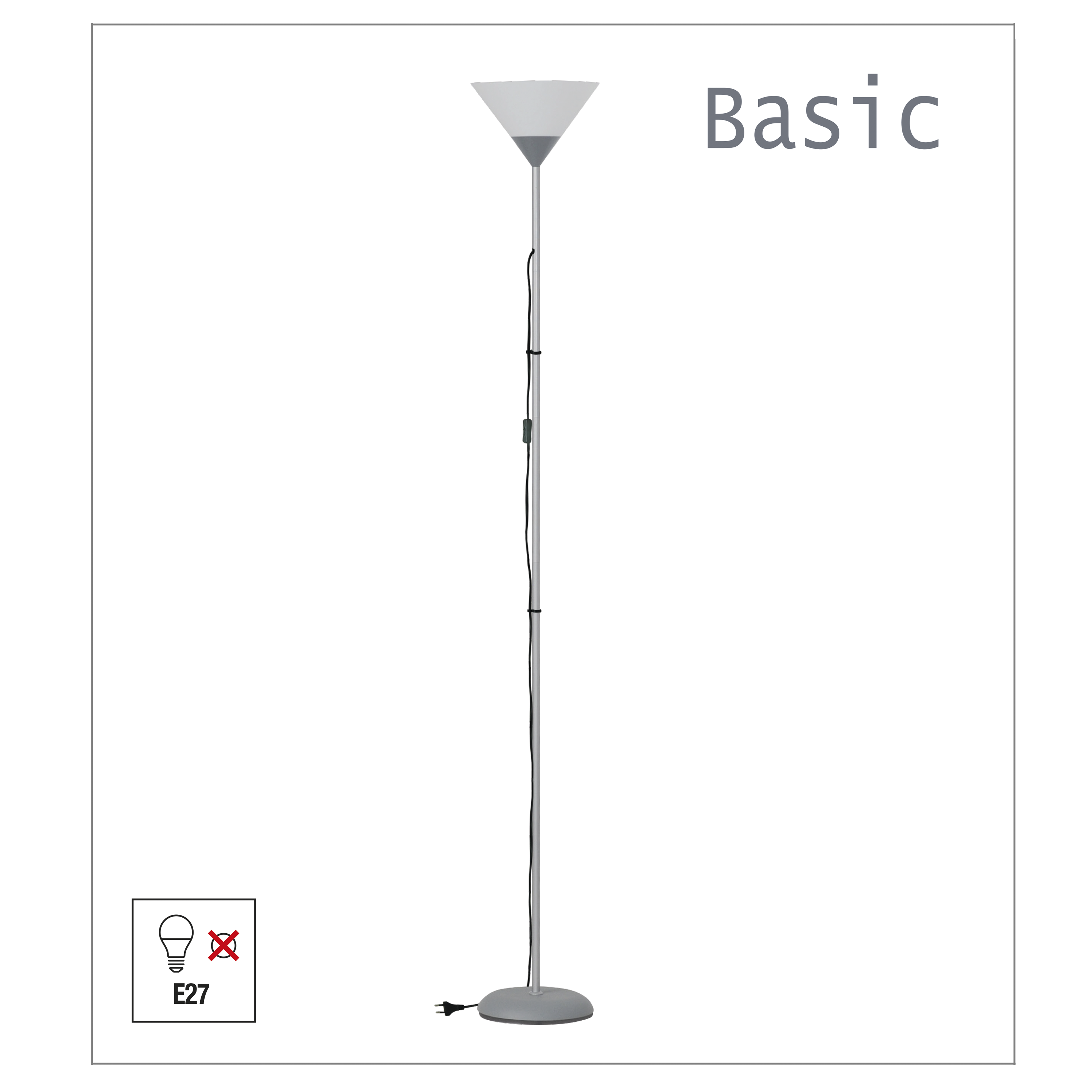 Lampadaire Basic, fer, gris,  H.177 cm, E27 - 9