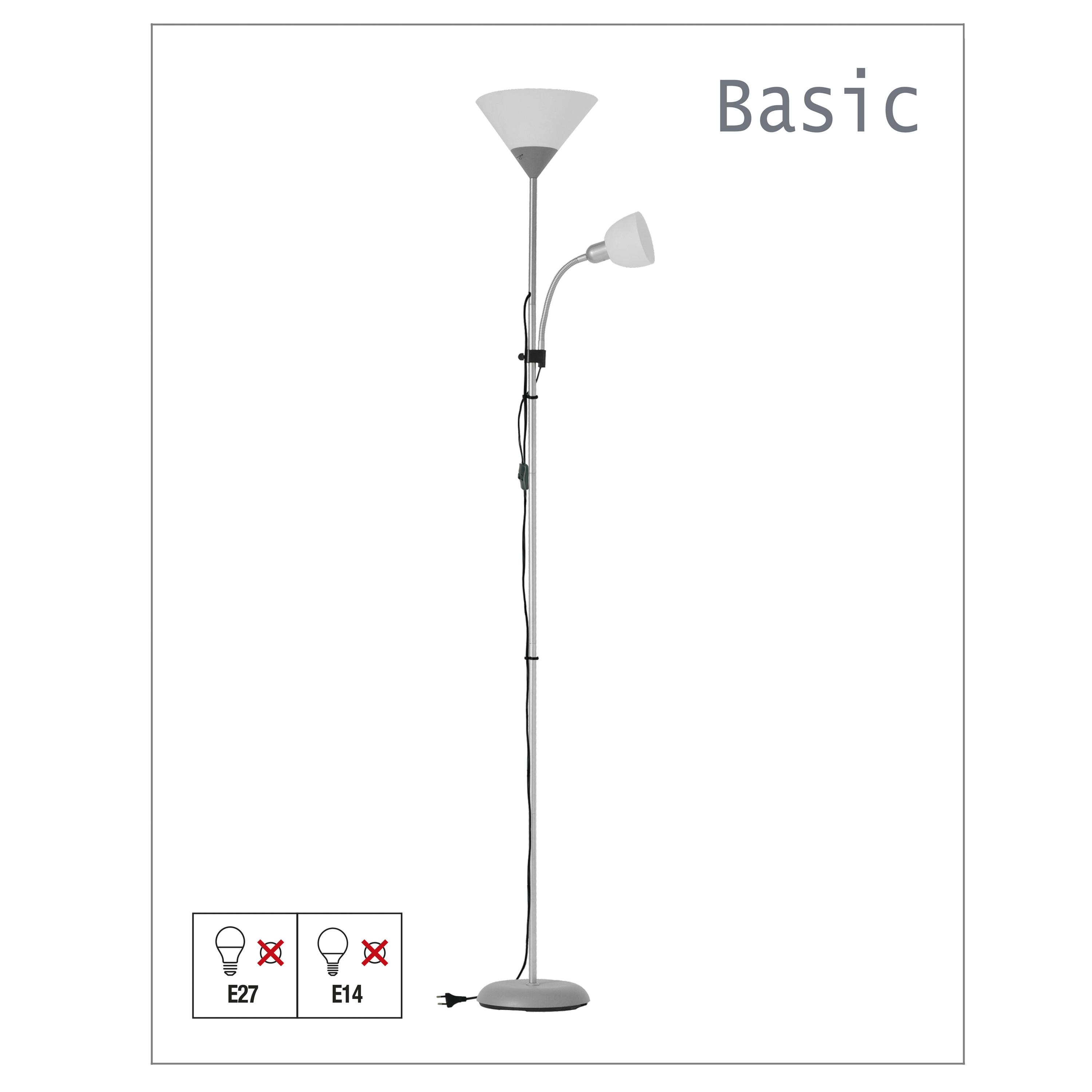Lampadaire avec liseuse Basic, H.177 cm, 60 + 40WW - 11