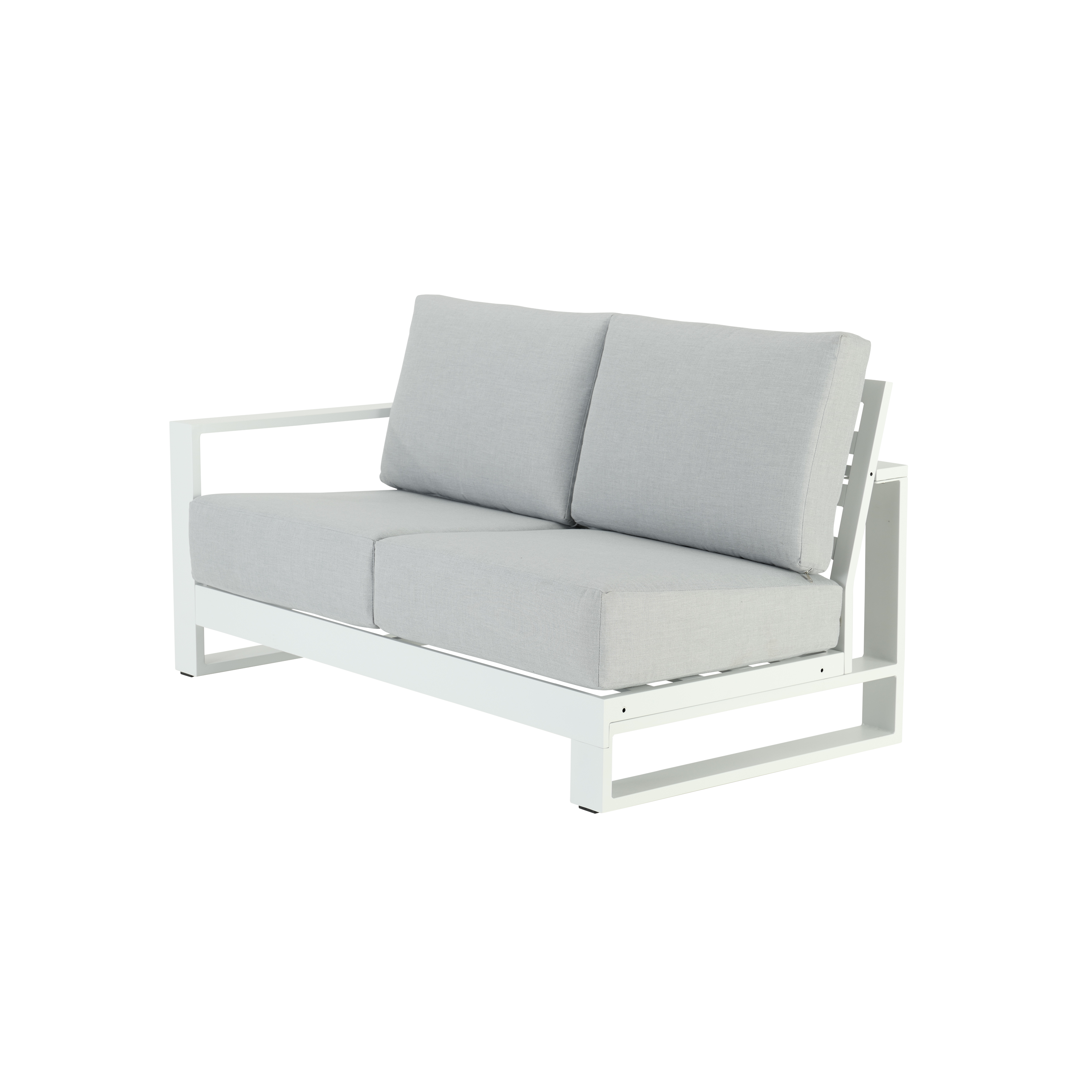 Sofá esquinero de jardín naterial ahena de aluminio blanco 2 plazas