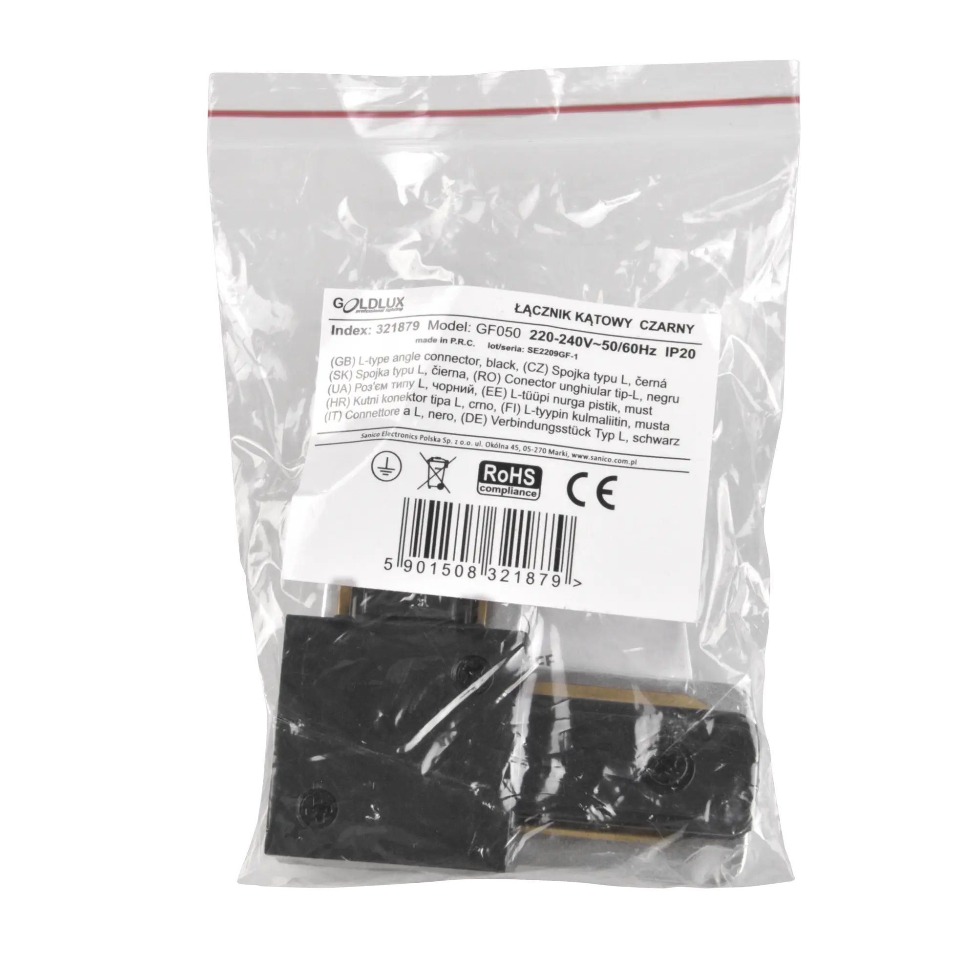 Łącznik 1F czarny kątowy Goldlux - 11